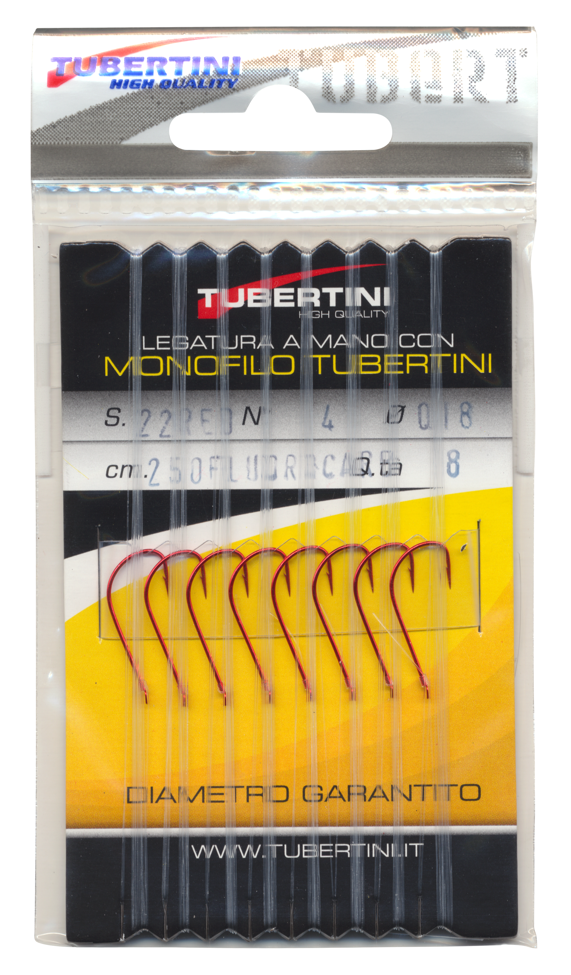 4320418 - 00 Haken Serie 22 rot gebunden Fluo carbon Gr.4 0.18mm