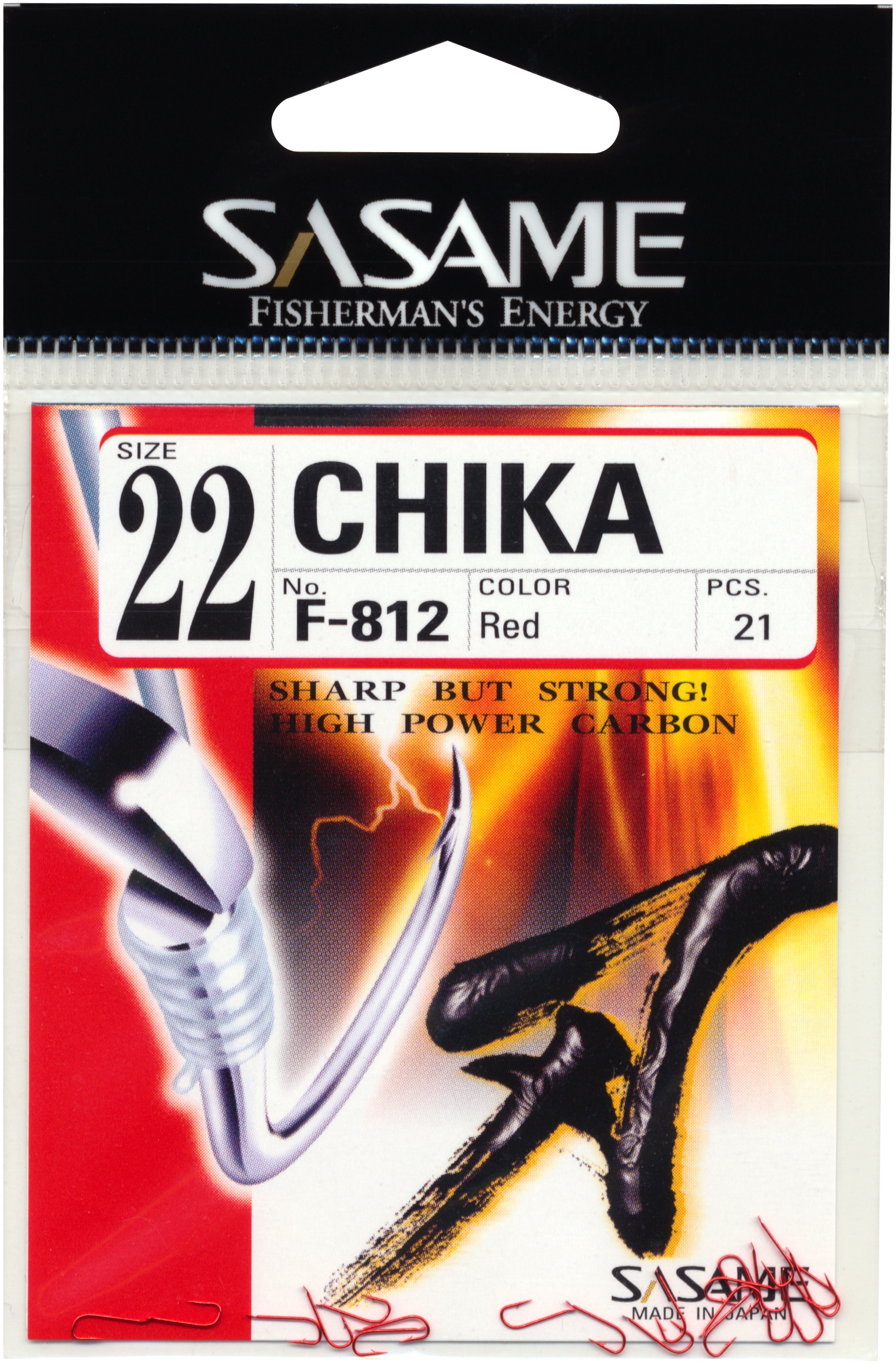8380322 - 00 Haken Sasame Chika rot Gr.22 verpackt