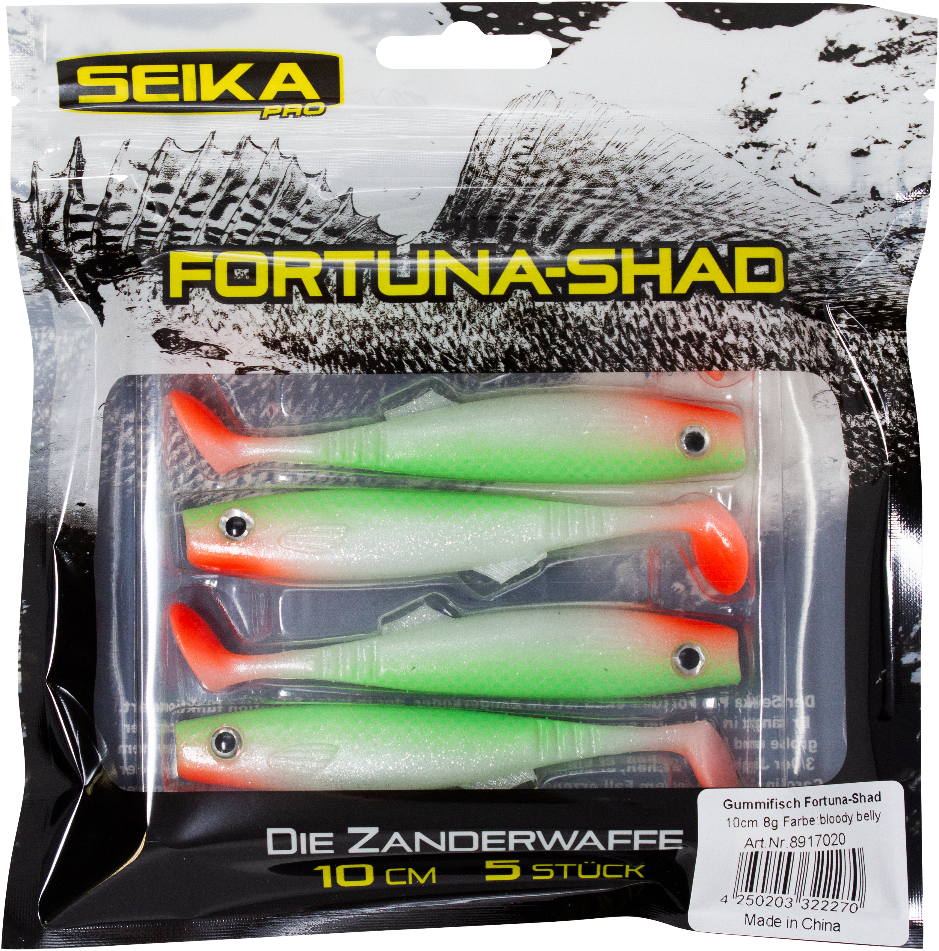 8917020 - 01 Gummifisch Fortuna-Shad 10cm 8g bloody belly verpackt